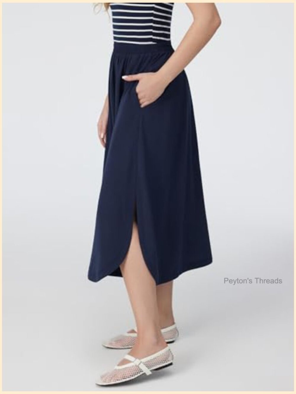 Sleeveless Boat Neck Striped Maxi Dress with Elastic Waist - Picture 3 of 7